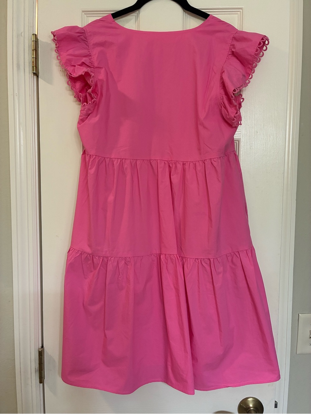 THML Girls' Bright Pink Dress with Blue Floral Embroidery - Picture 2 of 7